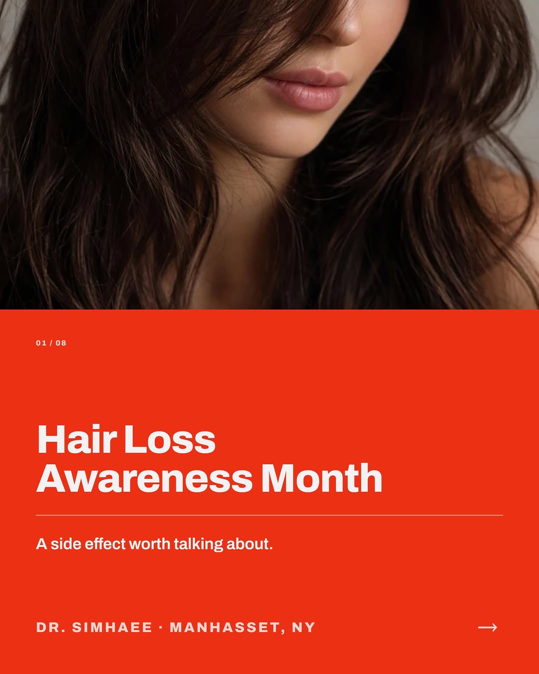 Instagram post by Dr. E. Jacob Simhaee: Thinning hair after starting a GLP-1 like Ozempic, Wegovy, or Mounjaro? It’s not the medication—it’s the rapid weight loss. For Hair Loss Aw…