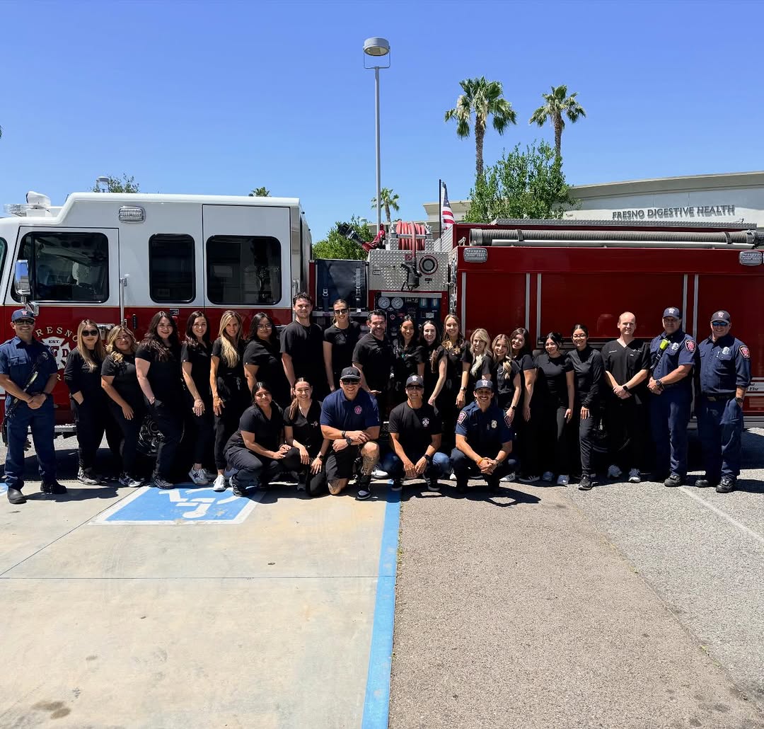 Instagram post by Dr. Edgar Sinai Macias: Honored to give back to our local heroes ❤️🚒 A huge thank you to the Fresno Fire Department for the opportunity to support and care for tho…