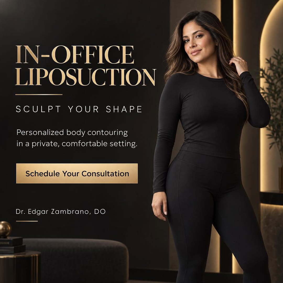 Instagram post by Dr. Edgar Zambrano, DO: ✨ SCULPT YOUR SHAPE ✨ Dr. Edgar Zambrano offers in-office liposuction for patients looking to contour stubborn areas and achieve a more defi…