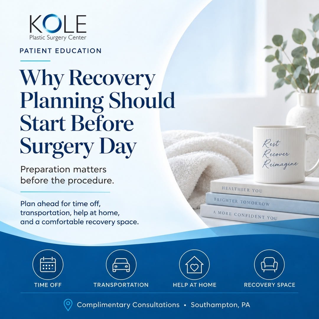 Instagram post by Dr. Edward Kole, DO: 𝗪𝗵𝘆 𝗥𝗲𝗰𝗼𝘃𝗲𝗿𝘆 𝗣𝗹𝗮𝗻𝗻𝗶𝗻𝗴 𝗦𝗵𝗼𝘂𝗹𝗱 𝗦𝘁𝗮𝗿𝘁 𝗕𝗲𝗳𝗼𝗿𝗲 𝗦𝘂𝗿𝗴𝗲𝗿𝘆 𝗗𝗮𝘆 👇 The procedure may only take part of a…