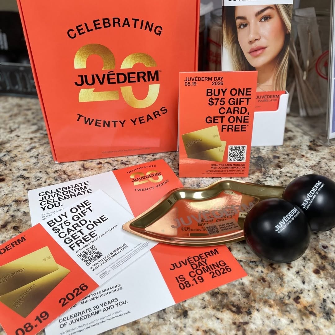 Instagram post by Dr. Edwin C. Pound, III: 🎈Save the date—JUVÉDERM® Day is coming! 🎈 On August 19, Allē Members can buy one $75 JUVÉDERM® gift card and get one FREE.* The offer goes…