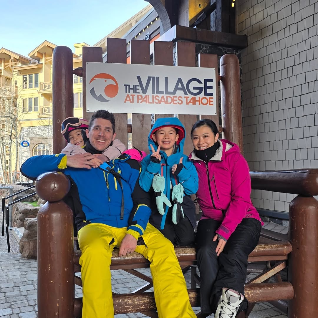Instagram post by Dr. Elaina Chen: Ski trip at @palisadestahoe ! #ski #jujubean #lukeybear #kidsskiing #daddyissoproud