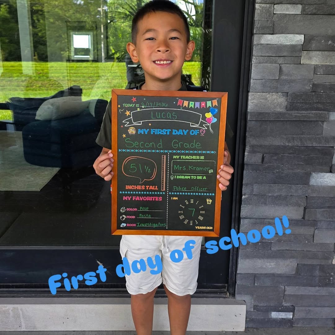 Instagram post by Dr. Elaina Chen: First day of school! 2nd and 4th grade! How time flies! #firstdayofschool #bigkids