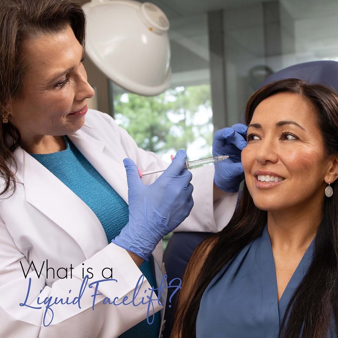Instagram post by Dr. Elizabeth Whitaker: If you may not be ready for a full surgical facelift, there is a treatment that can restore your youthful volume and a lifted “triangle” sha…