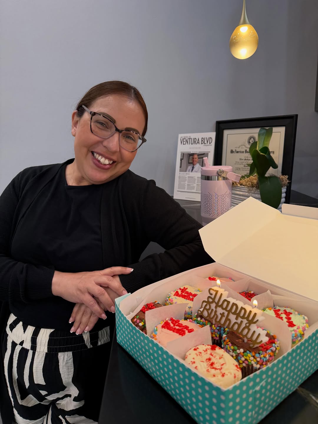 Instagram post by Dr. Elliot Hirsch: It’s Gemini season at the office! Happy birthday to Jessica, Tricia and Jess!