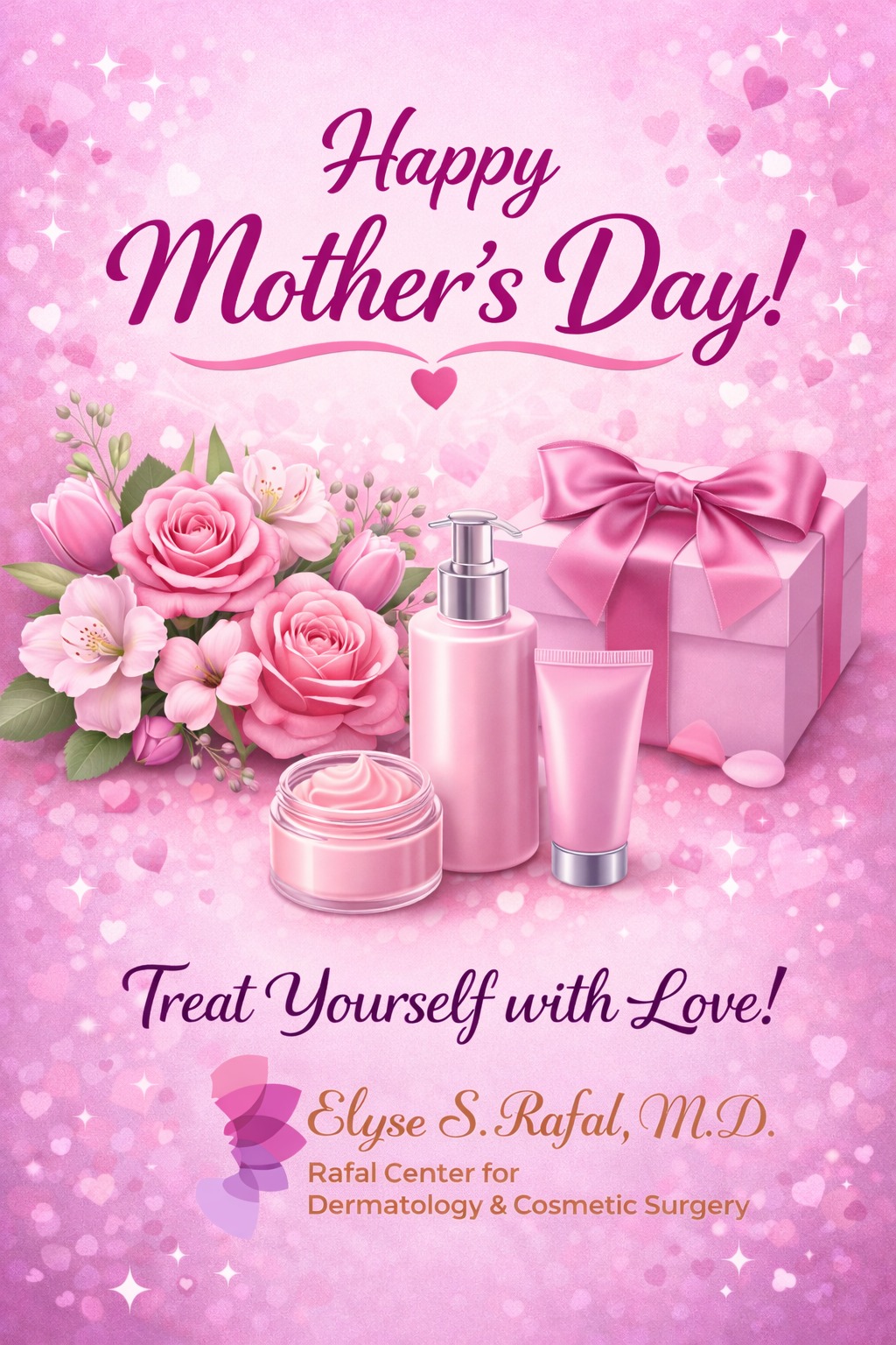 Instagram post by Dr. Elyse Rafal: This Mother’s Day, don’t forget to treat yourself. 💖 You spend so much time caring for others—now it’s your turn. Healthy, glowing skin is …