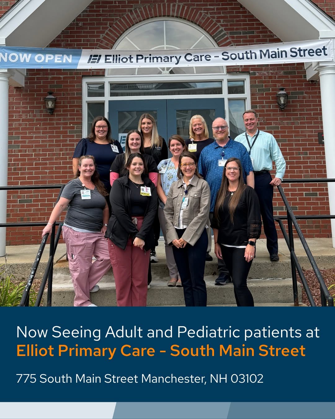 Instagram post by Dr. Emese Kalnoki: The doors are officially open! 💙 Elliot Health System is excited to welcome patients to our newest primary care practice, Elliot Primary Ca…