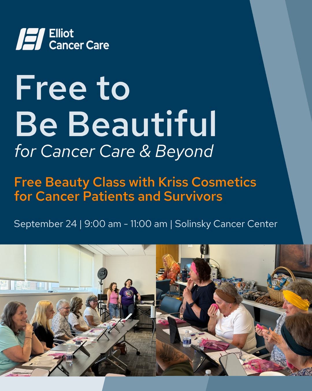 Instagram post by Dr. Emese Kalnoki: Beauty is about feeling confident in your own skin. 💖Cancer patients and survivors are invited to attend a FREE beauty class at the Solinsk…