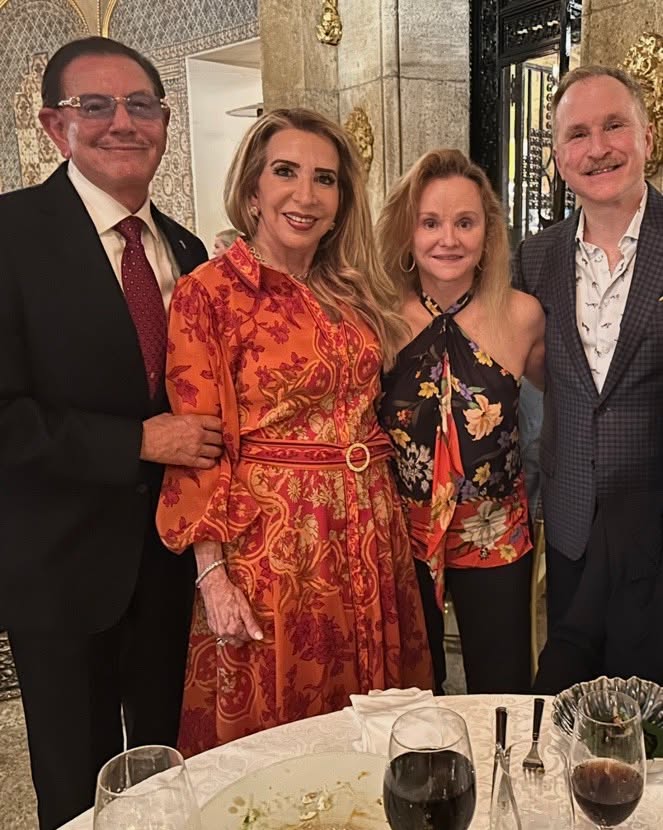 Instagram post by Dr. Enrique L. Gomez: Dinner at Mar A Lago. In the picture with Dr. Genie Legorburu, and new Ambassador to Argentina Dr. Peter Lamelas and his beautiful wife.