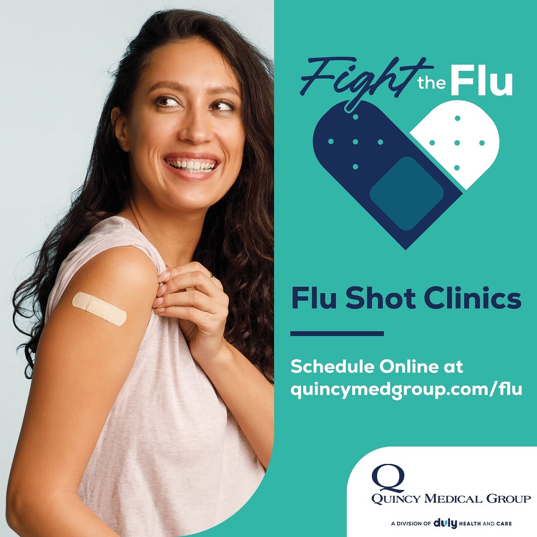 Instagram post by Dr. Eric Fynn-Thompson: Flu season is around the corner, and we’re making it easy to get your flu shot! QMG is offering flu shot clinics in Quincy, Mt. Sterling, Pi…