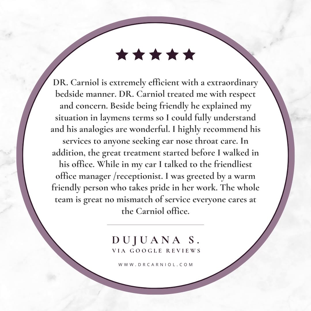 Instagram post by Dr. Eric T. Carniol: TESTIMONIAL TUESDAY✨ We’re overjoyed to hear such wonderful feedback! Thank you for your trust and support. It means the world to us! 😊 Are…