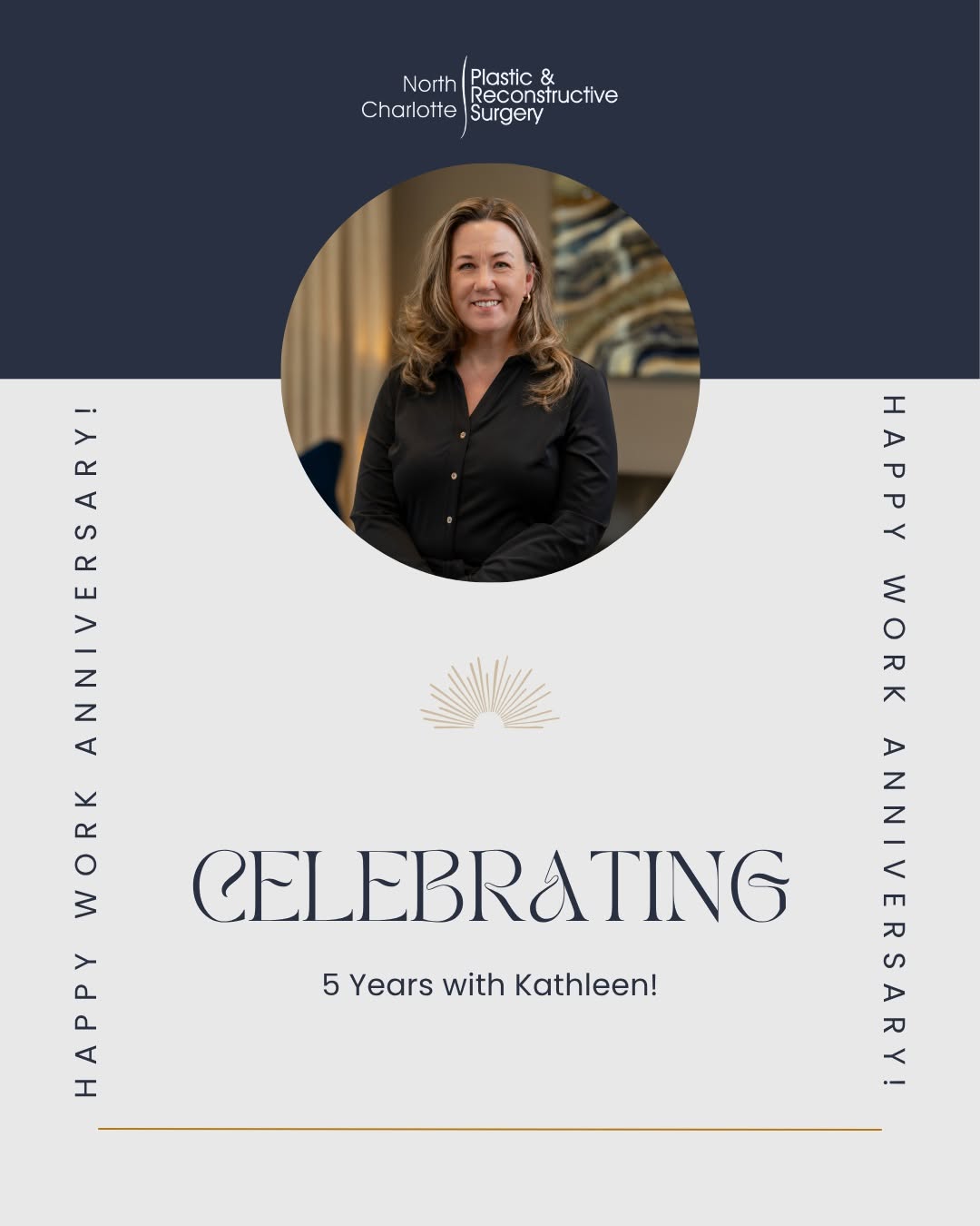 Instagram post by Dr. Erik Miles: Today we’re celebrating an incredible milestone: Kathleen has officially been part of the North Charlotte Plastic & Reconstructive Surgery f…
