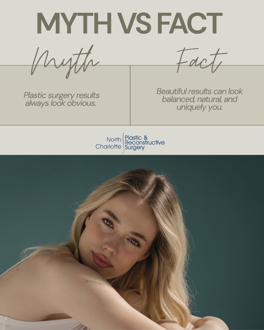 Instagram post by Dr. Erik Miles: MYTH: Plastic surgery results always look obvious. FACT: The goal is often a balanced, natural-looking result that complements your existing…