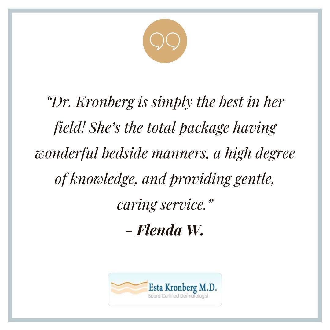 Instagram post by Dr. Esta Kronberg: We love positive feedback from our patients! https://estakronbergmd.com/