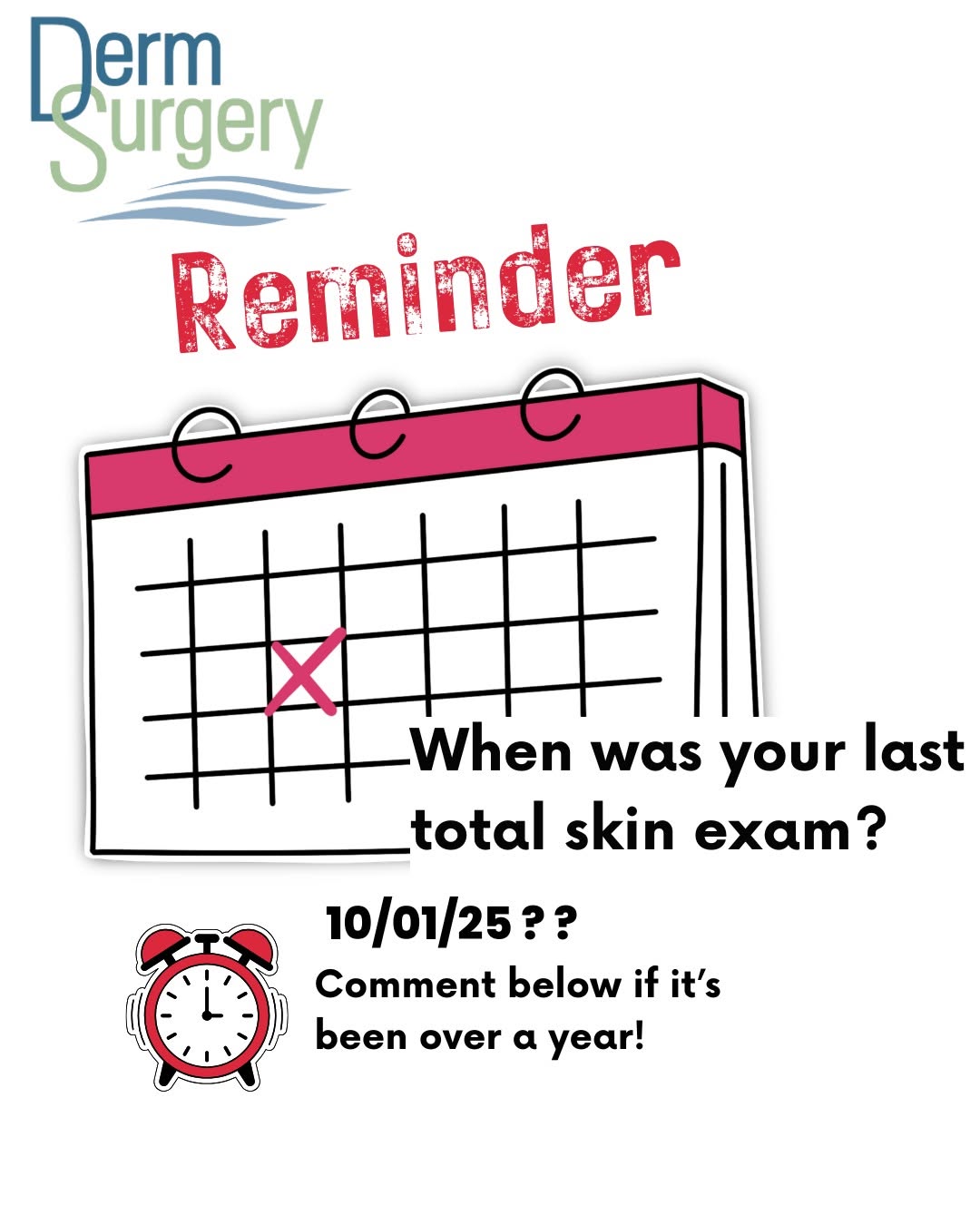 Instagram post by Dr. Esta Kronberg: When was your last total skin exam? 🕒 Don’t wait—early detection saves lives. Call us today to schedule your appointment! 📞713-791-9966 📍…