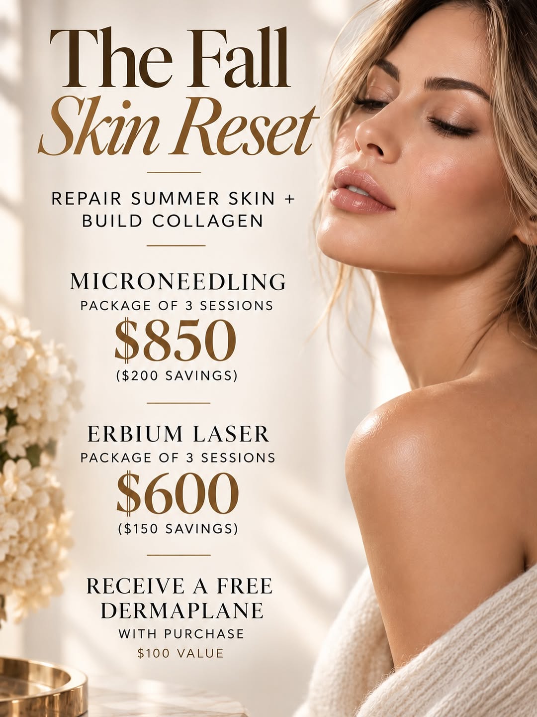 Instagram post by Dr. Evan Manolis: Fall is the perfect time for a skin reset. 🍂✨ Repair summer damage, refresh your complexion, and support fresh collagen with treatments des…