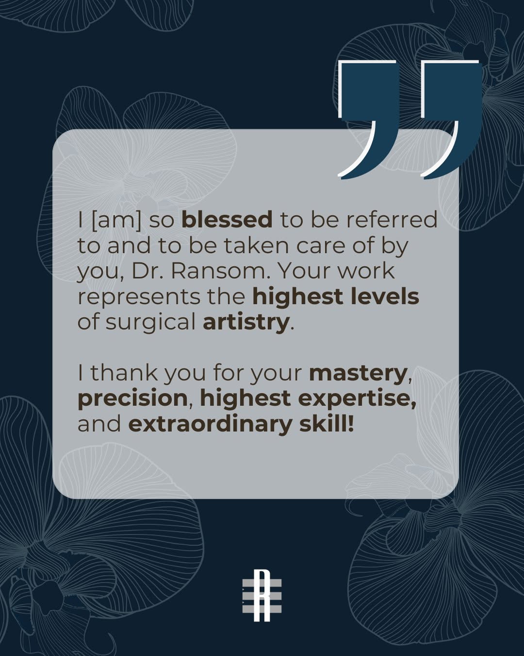 Instagram post by Dr. Evan Ransom: Nothing means more to us than hearing directly from our patients. Thank you to everyone who has taken the time to share their experience wit…
