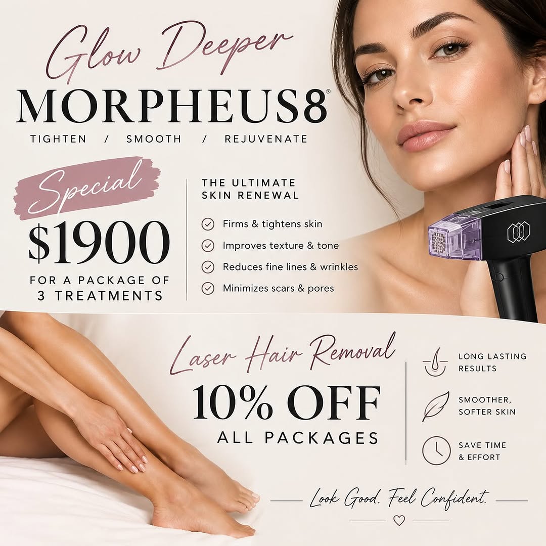 Instagram post by Dr. Falguni Patel: New season, fresh skin, smoother results 🍂 ✨Morpheus8 Get 3 treatments for $1900 First treatment must be started by 9/30/26 ✨Laser Hair Rem…