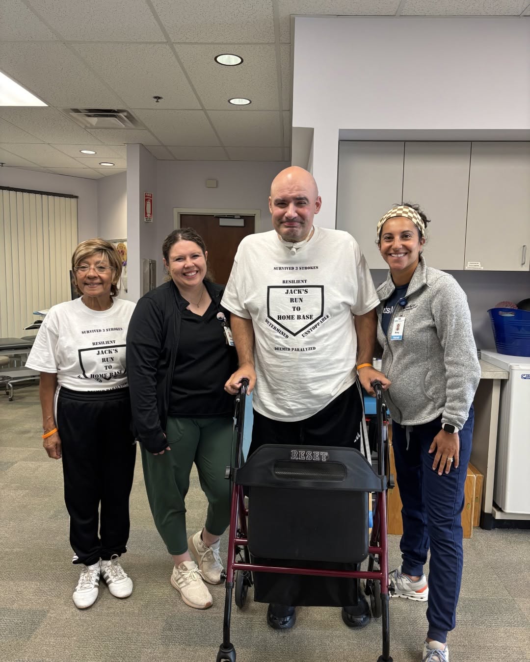 Instagram post by Dr. Fei-Shiuann (Clarissa) Yang: Following three strokes, Jack Halas worked with physical, occupational and speech therapists specially trained in neuro rehabilitation to re…