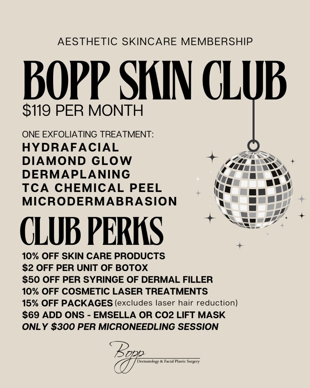 Instagram post by Dr. Felix Bopp: 🪩 Join the club, your skin will thank you! 🪩 All ages can benefit from skin pampering & monthly exfoliating facial treatments! 🤳 Ask us a…