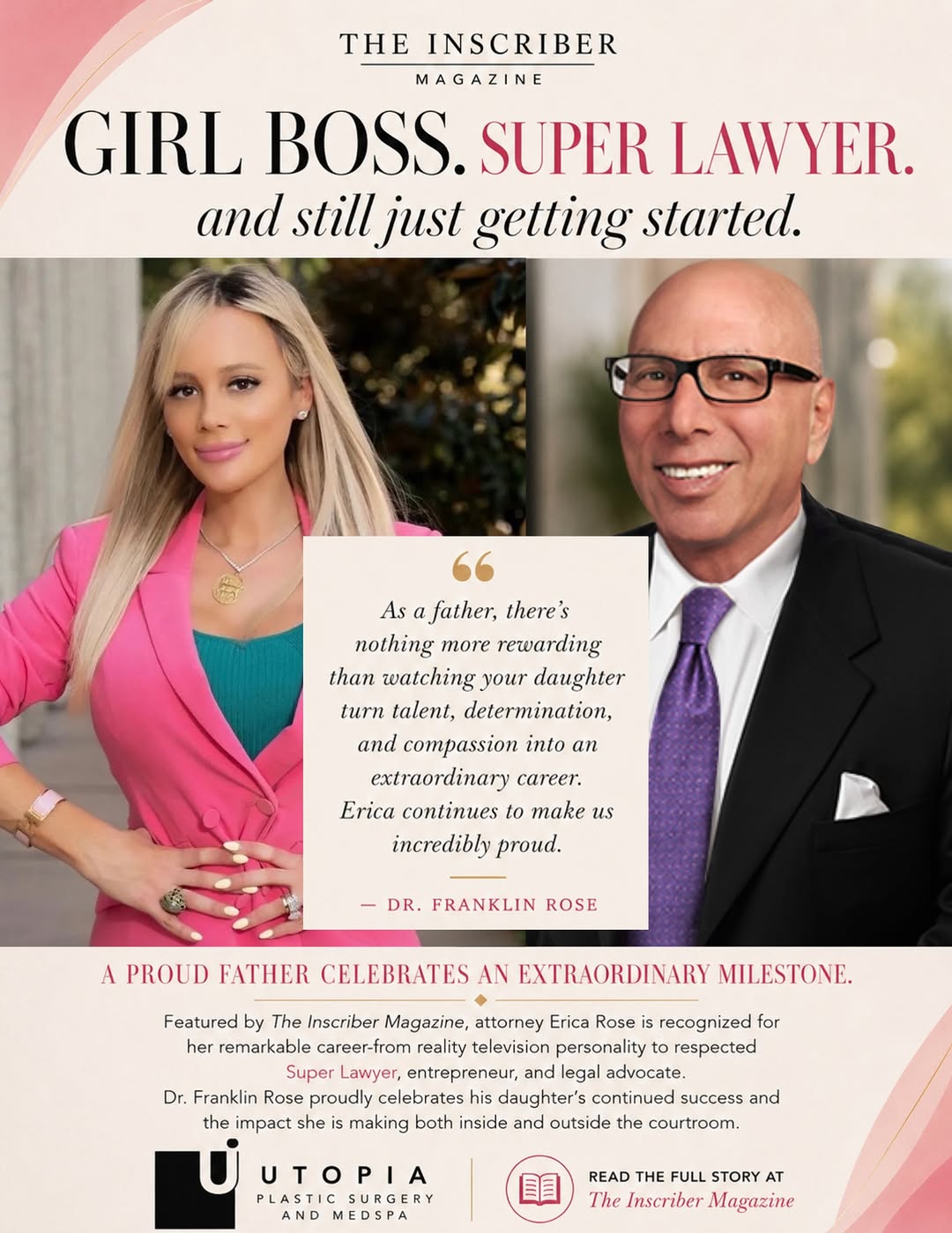 Instagram post by Dr. Franklin A. Rose: Success is even sweeter when you get to celebrate the people you love. 🤍 At Utopia Plastic Surgery & Med Spa, we’re thrilled to congratulat…