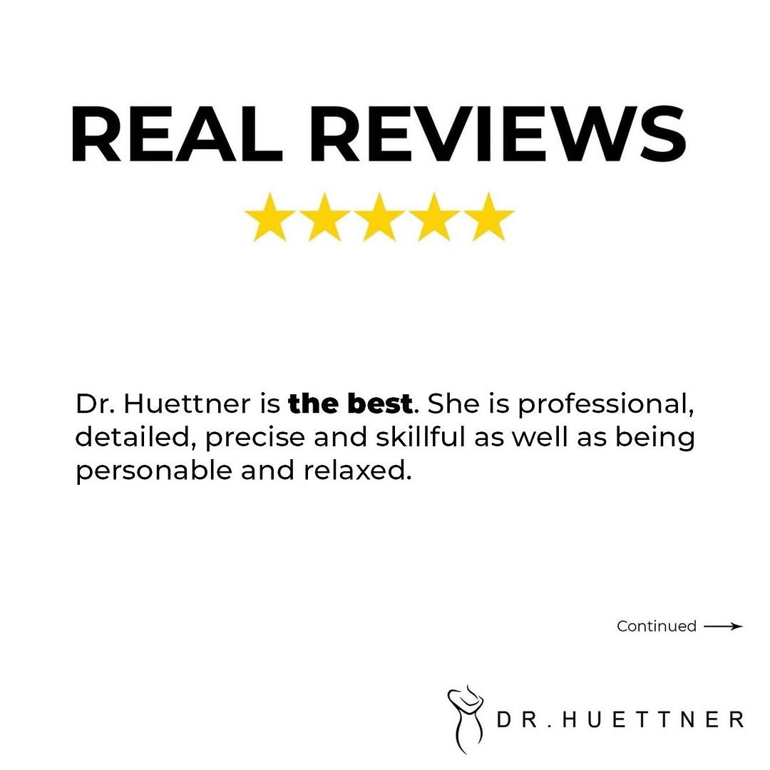 Instagram post by Dr. Franziska Huettner: Real patients. Real results. Real reviews. A very nice review my wonderful patient left. So thankful! Interested in exploring treatment opti…