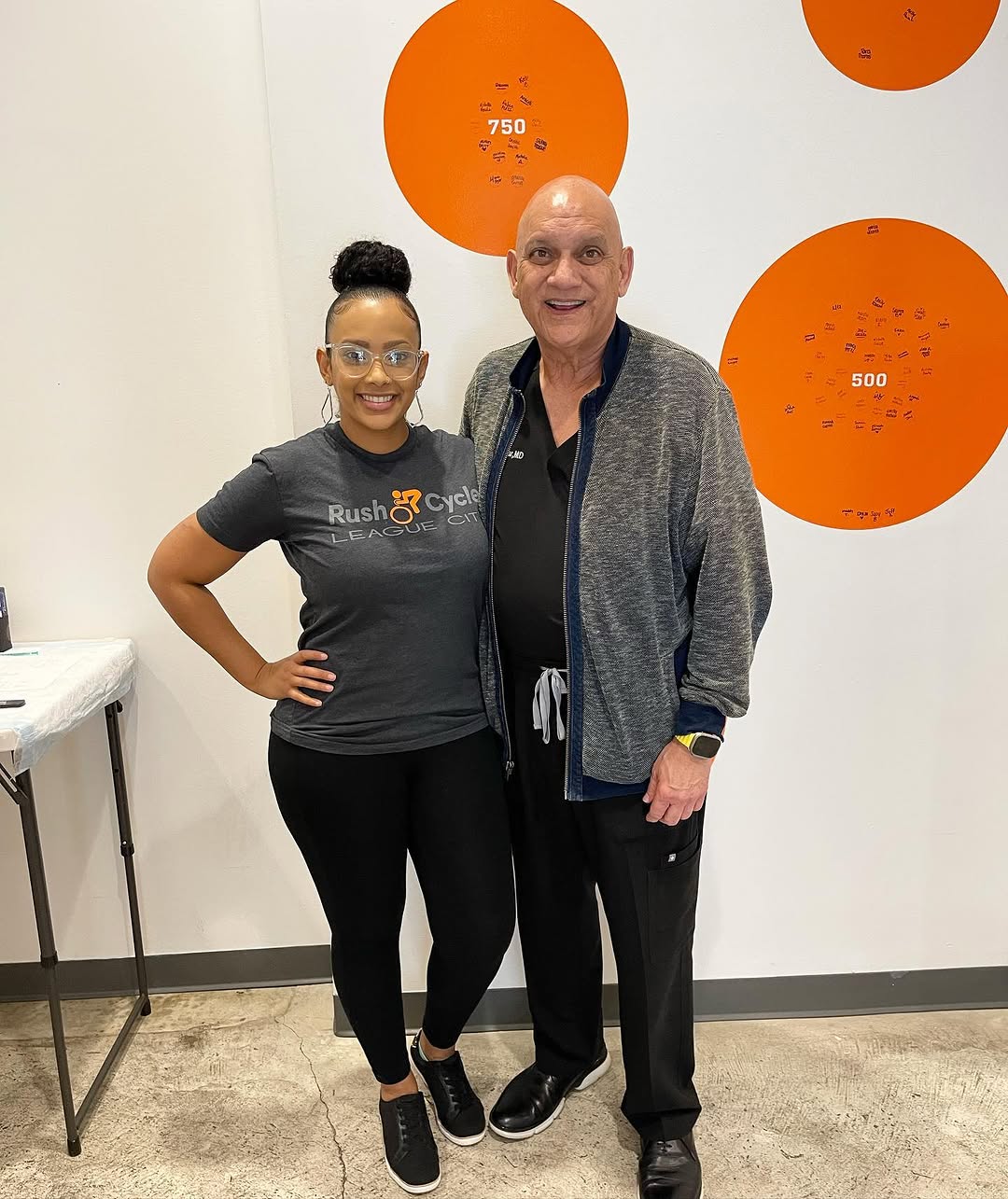 Instagram post by Dr. Fred Aguilar, III: What a fun morning seeing patients and friends at Rush Cycle. Thanks for having us! @rushcycle_leaguecity 🚴‍♀️ #botoxparty #rushcycle #leag…