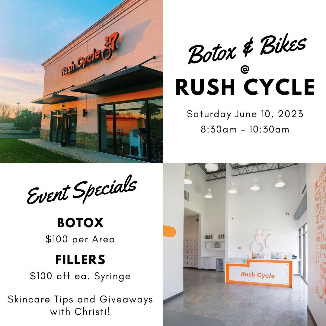 Instagram post by Dr. Fred Aguilar, III: Join me and my team at @rushcycle_leaguecity next Saturday morning! I’ll be available for Botox and Filler injections from 8:30am to 10:30am…