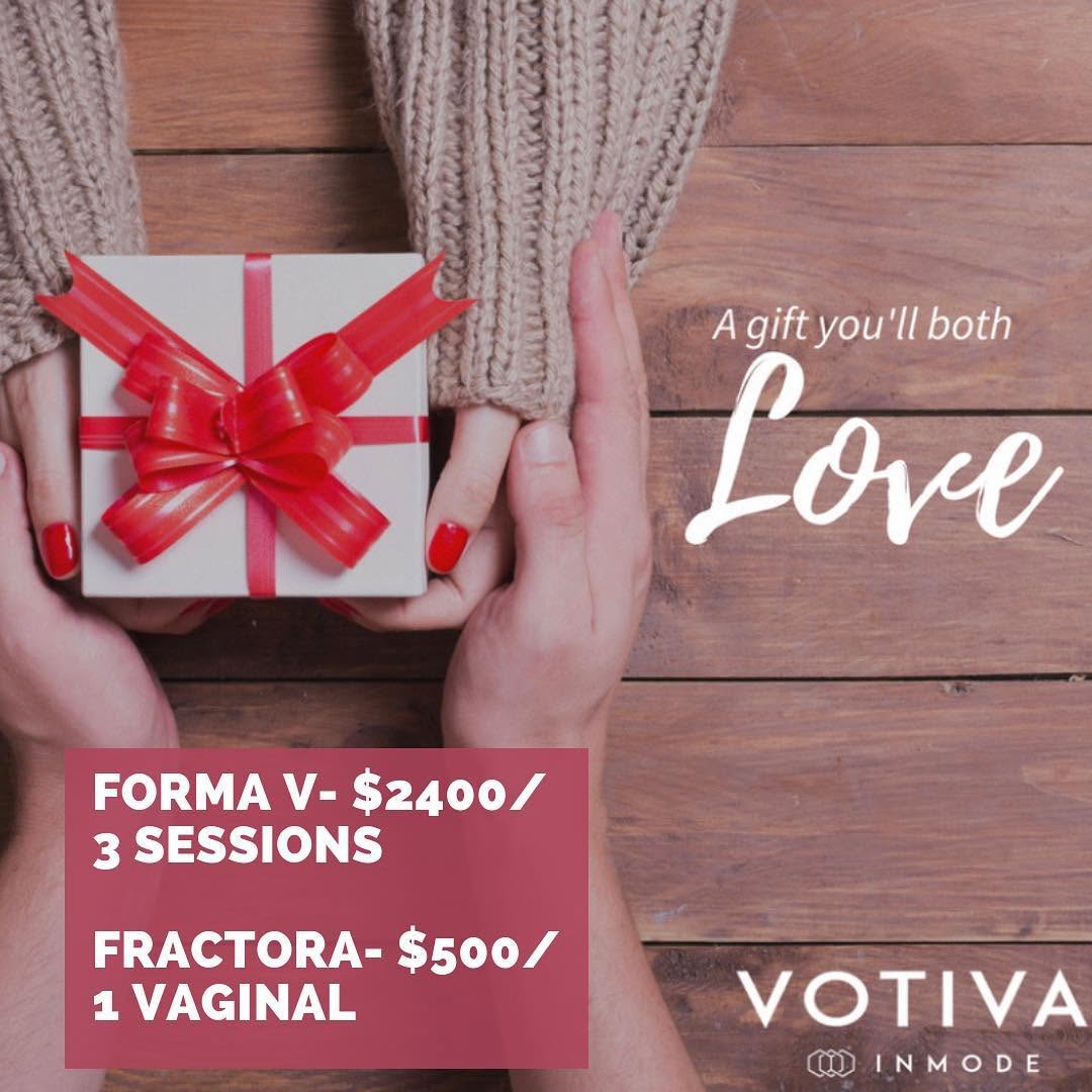 Instagram post by Dr. Frederick T. Work: Valentine’s Day is 1 week away! To help you find that perfect gift we are offering FEBRUARY SPECIALS on Votiva treatments! — — Forma V: $240…