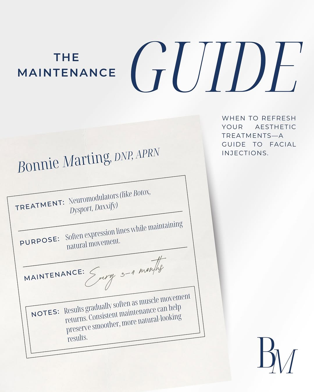 Instagram post by Dr. Fredric M. Barr: Dr. Bonnie Marting Presents: The Maintenance Guide Aesthetic treatments do not disappear overnight. They evolve gradually. Understanding whe…