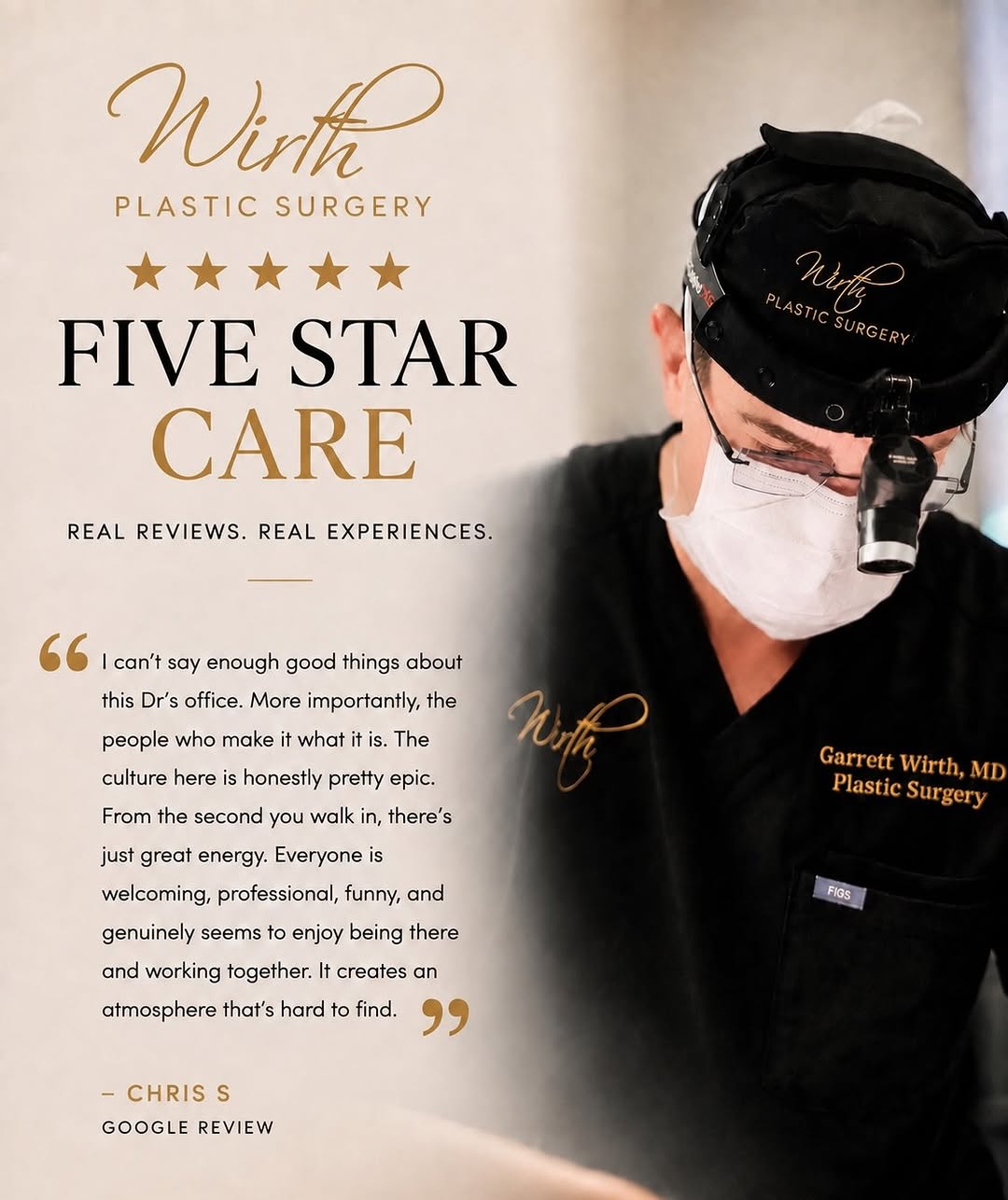 Instagram post by Dr. Garrett A. Wirth: Five-star care starts with an incredible team. 🌟🌟🌟🌟🌟 We’re so grateful when our patients take the time to recognize the people who make…