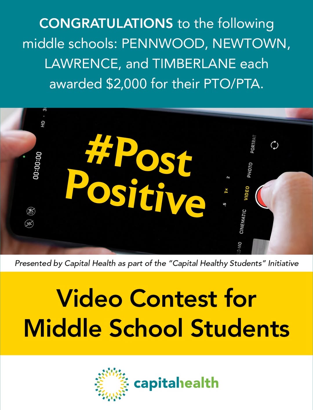 Instagram post by Dr. Gary A. Tuma: As part of our Capital Healthy Students initiative, we’re pleased to announce the winners of our annual public service announcement (PSA) vi…