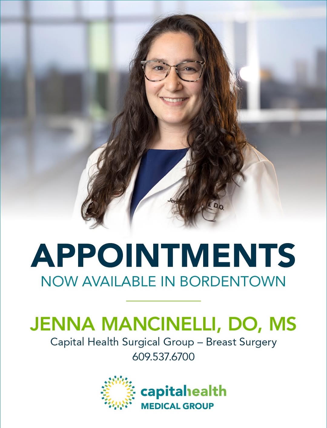Instagram post by Dr. Gary A. Tuma: Dr. Jenna Mancinelli, a fellowship trained breast surgeon at Capital Health Surgical Group – Breast Surgery, part of our Center for Comprehe…