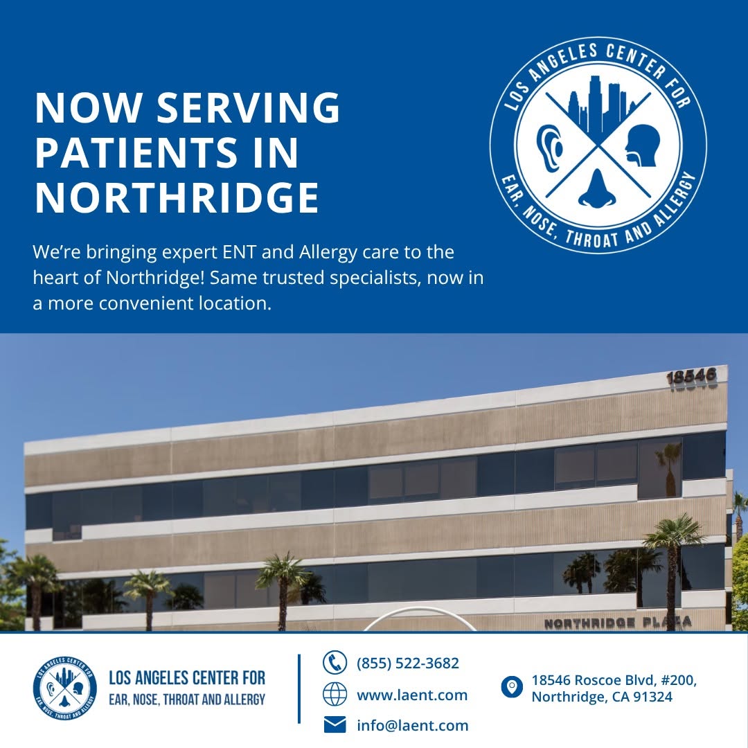 Instagram post by Dr. Geoff Trenkle, DO: Our newest ENT clinic is now open in Northridge, CA! 🌟 We’re proud to bring compassionate, comprehensive ENT and Allergy care closer to the…