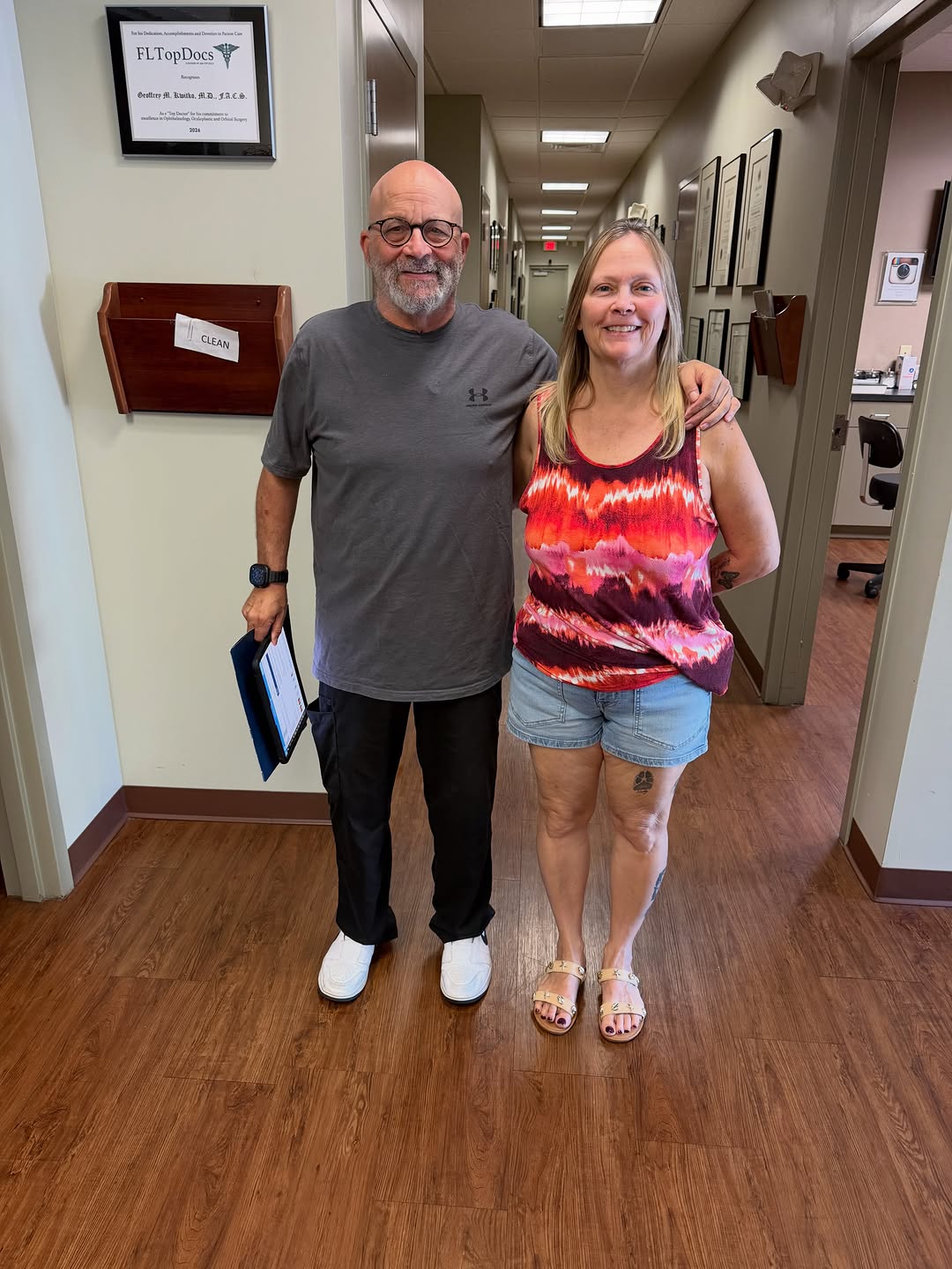 Instagram post by Dr. Geoffrey Kwitko: Happy blepharoplasty patient. 📲813-877-8665