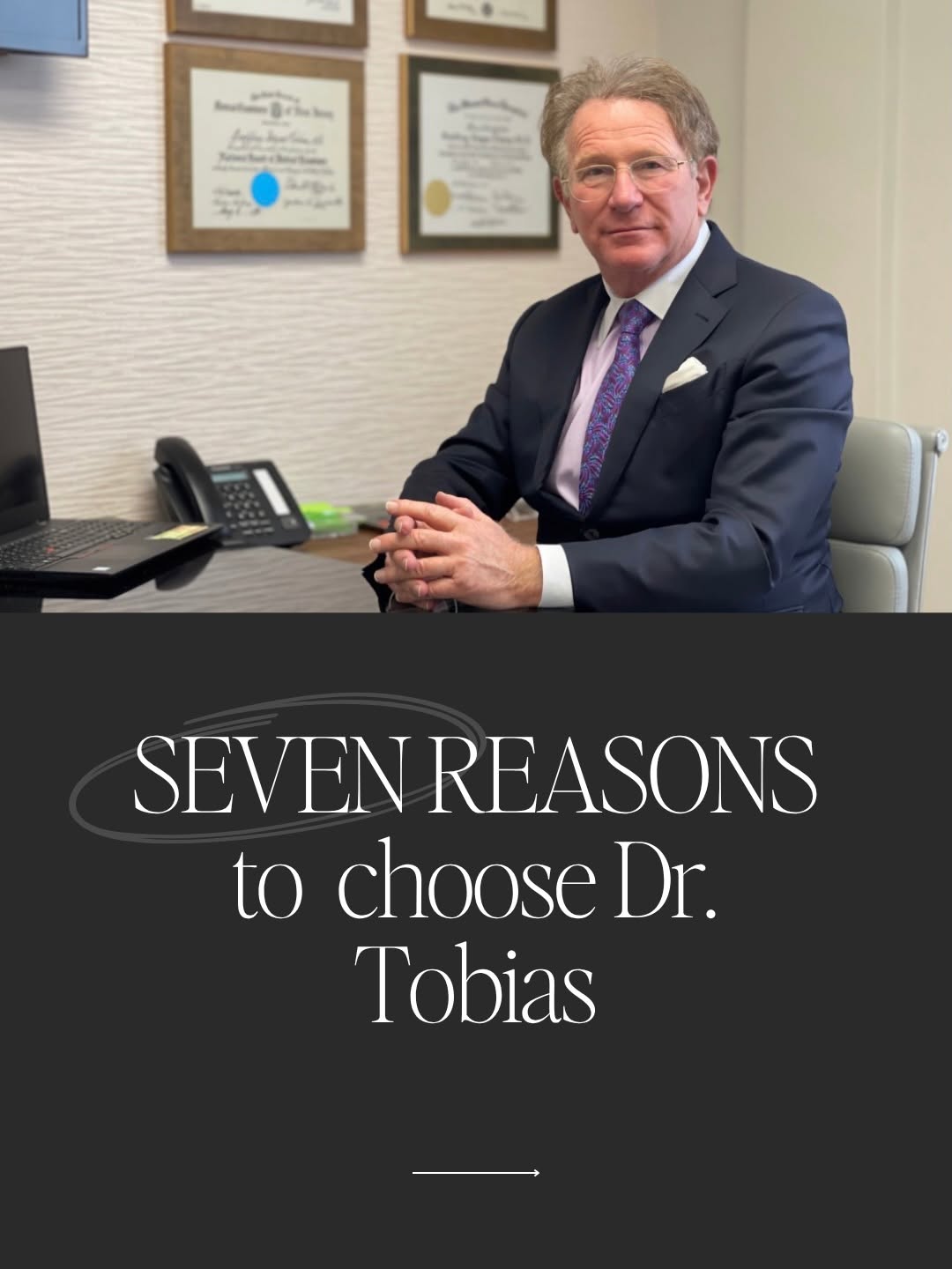 Instagram post by Dr. Geoffrey W. Tobias: Choosing the right surgeon changes everything. ✨ Here are 5 reasons patients trust Dr. Tobias with their rhinoplasty journey. Swipe through …