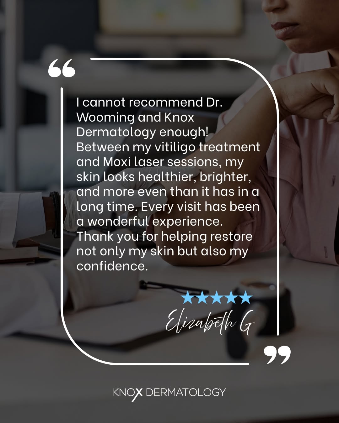 Instagram post by Dr. George A. Wooming: There's nothing more rewarding than helping our patients feel confident in their own skin. We're honored to be part of Elizabeth's journey. …