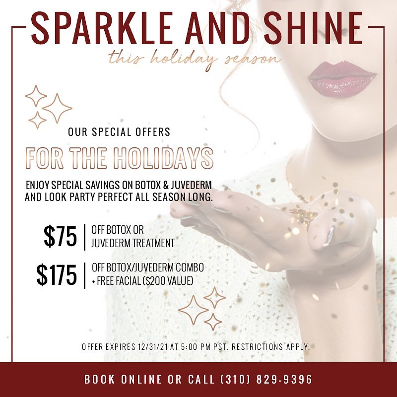 Instagram post by Dr. George Anterasian: ✨ Sparkle & Shine This Holiday Season! For a Limited Time Save $75 On Botox or Juvederm. If You Do Both Treatments, You Will Receive a Savin…
