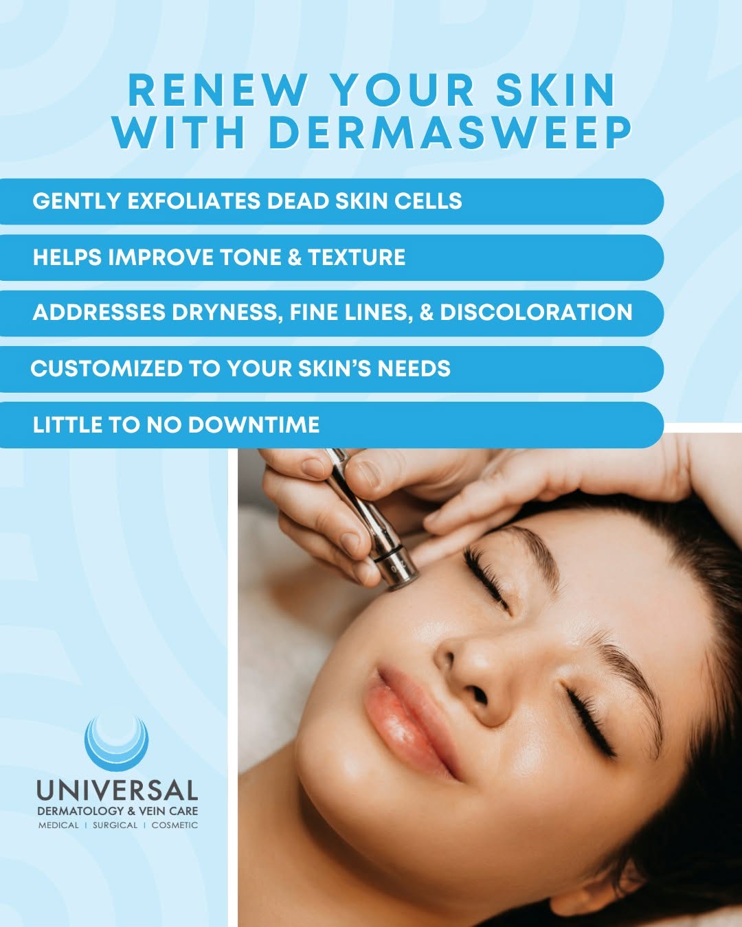 Instagram post by Dr. George C. Skandamis: Renew your complexion with a treatment customized to your skin’s needs. DermaSweep gently exfoliates dead skin cells and delivers targeted t…
