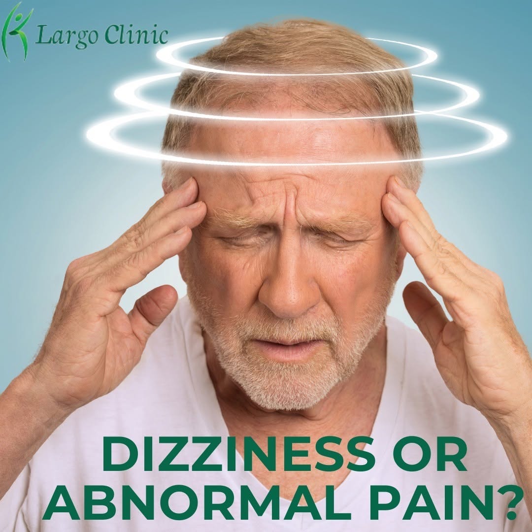 Instagram post by Dr. George Kamajian: If you are experiencing any abnormal pain or dizziness, contact us today! 📞 tel:7275171500 #largoclinic #largoFL #medicaldoctorlargo