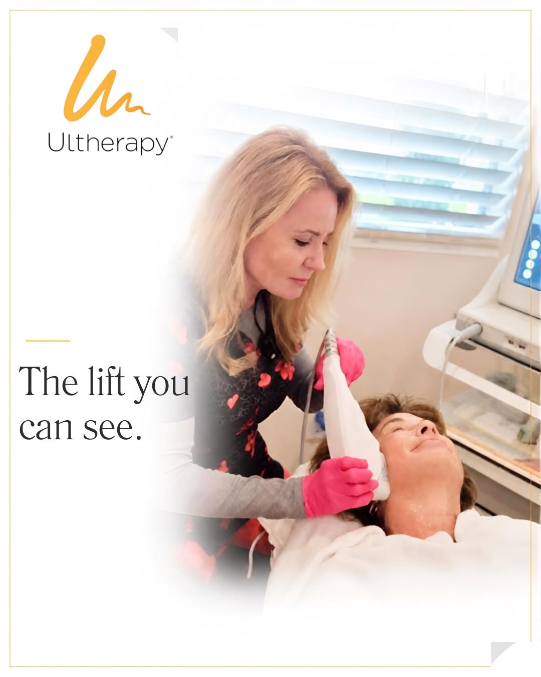 Instagram post by Dr. Gerald Pierone Jr.: Collagen boost, in progress. A little behind the scenes from an @ultherapy treatment at FRFL. Ultherapy® uses focused ultrasound energy to s…