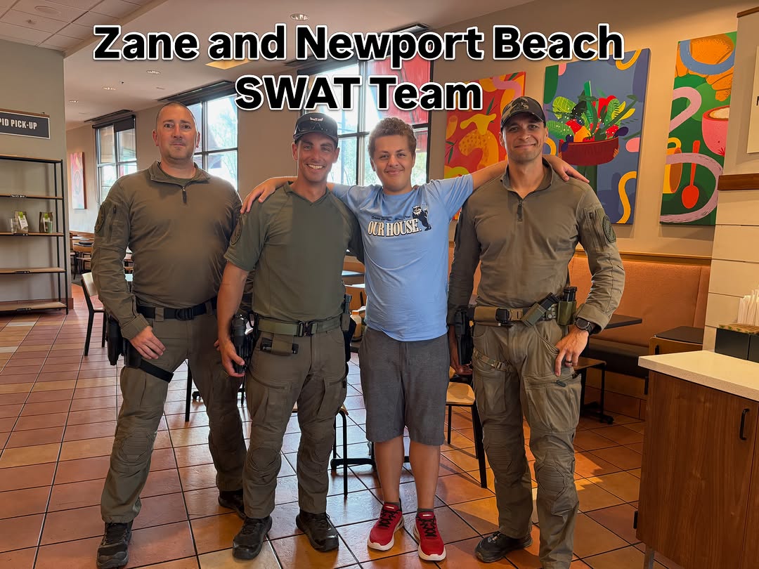 Instagram post by Dr. Ghada Y. Afifi: Zane met Newport Beach SWAT Team on his first day of school while I was getting my coffee😊☕️ Thanks Chris, Joe and Bo for the kindness and …