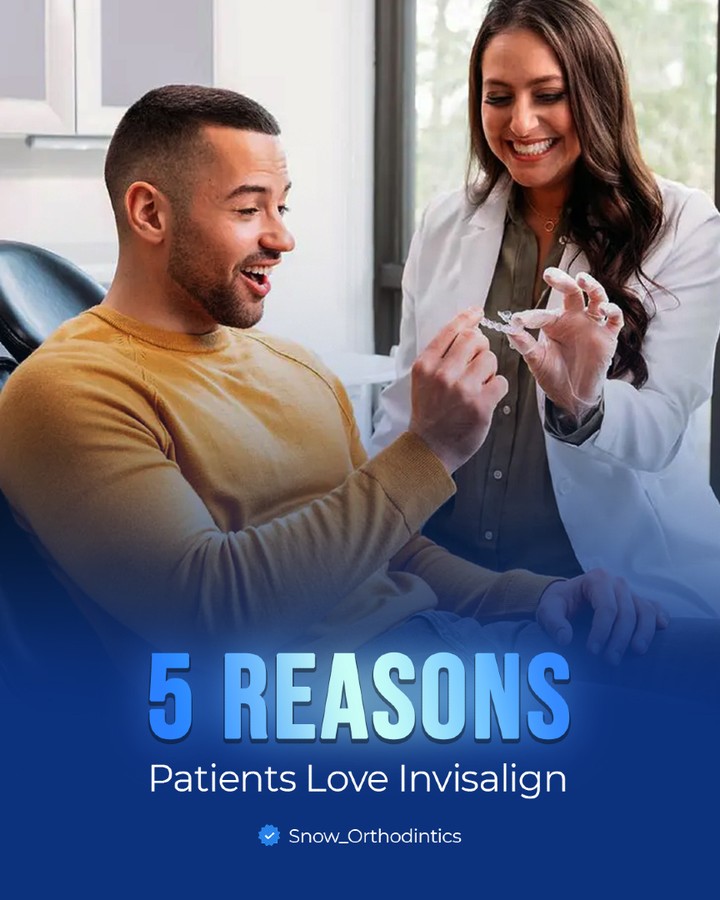 Instagram post by Dr. Gilbert H. Snow, DDS: There’s a reason so many patients choose Invisalign 😁✨ ✅ Nearly invisible ✅ Removable for eating & brushing ✅ Comfortable and customized ✅ …
