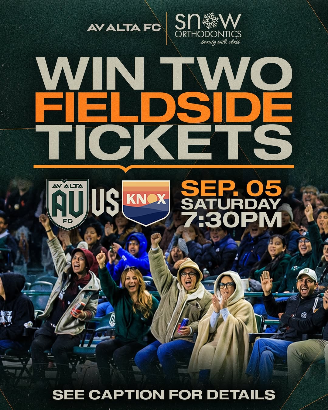 Instagram post by Dr. Gilbert H. Snow, DDS: WIN TWO FIELDSIDE TICKETS ‼️⚽️ In collaboration with Snow Orthodontics, we’re giving away two fieldside tickets to our September 5th match! …