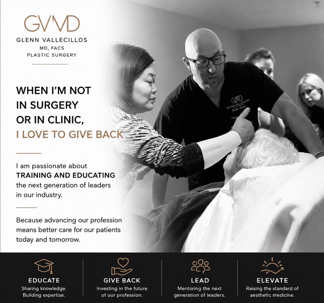 Instagram post by Dr. Glenn Vallecillos: Training the Future of Aesthetics 💫💉 One of the most rewarding parts of my career isn’t just treating patients, it is helping educate and …