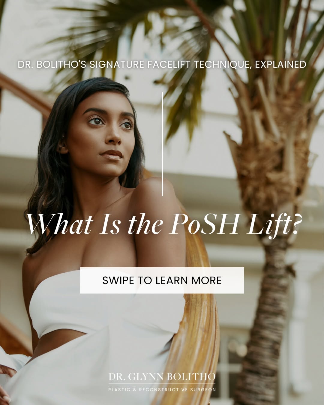 Instagram post by Dr. Glynn Bolitho, PhD: You may have heard of a deep plane face lift. But have you heard of the PoSH Lift? The PoSH Lift is my signature face lift technique: a cust…