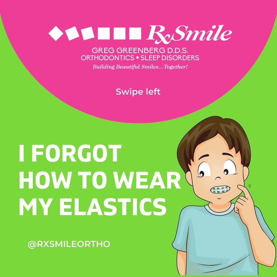 Instagram post by Dr. Greg Greenberg: RxSmile Elastics Guide 😊 🦷 #rxsmileortho #rxsmile #braces #friscotx #bracescheck #bracesrubberbands #braceselastics