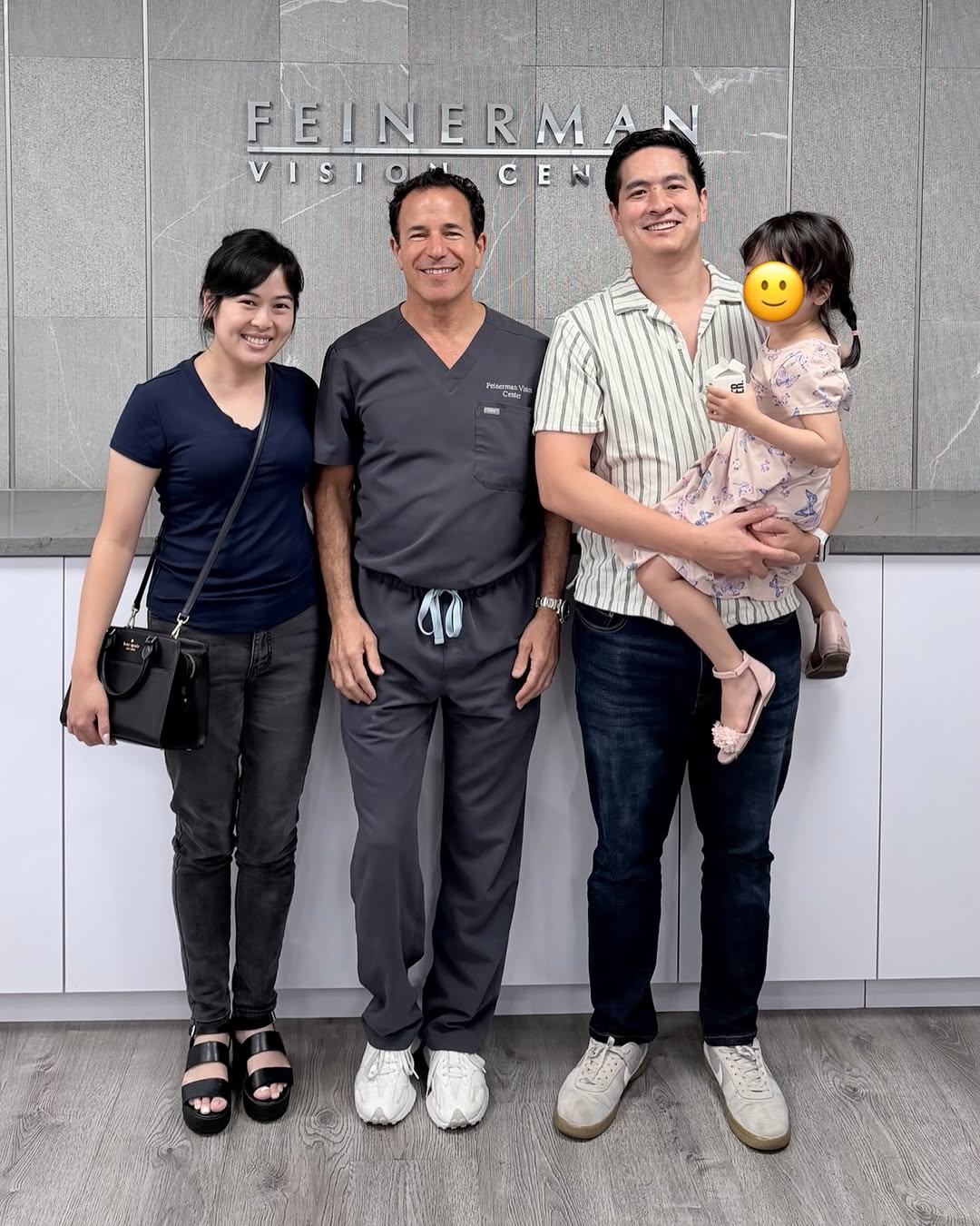 Instagram post by Dr. Gregg Feinerman: Congratulations, Denise and David, pictured here with their daughter. Denise had EVO ICL™. David had WaveLight® Plus LASIK yesterday. Both a…