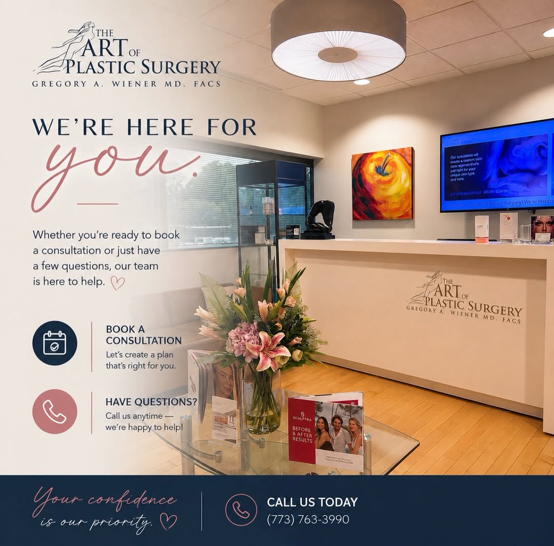 Instagram post by Dr. Gregory A. Wiener: ✨ Ready to take the next step? Whether you’re ready to book a consultation or simply have questions about a procedure or treatment, our team…