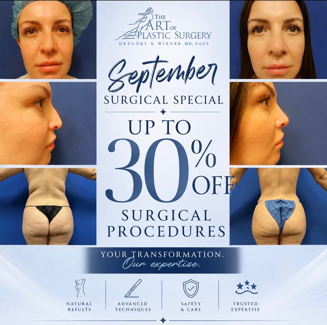 Instagram post by Dr. Gregory A. Wiener: ✨ SEPTEMBER SURGICAL SPECIAL ✨ Ready to make a change you’ve been thinking about? September is the perfect time to explore your options. For…
